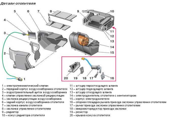 Схема отопителя ВАЗ 2110
