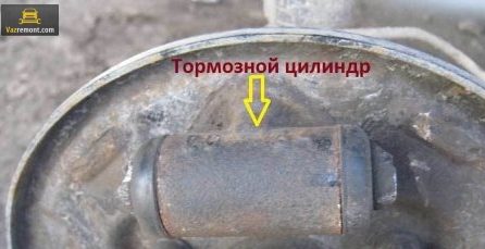 Сняв барабан и колодки, мы доберемся до цилиндра — демонтируем его